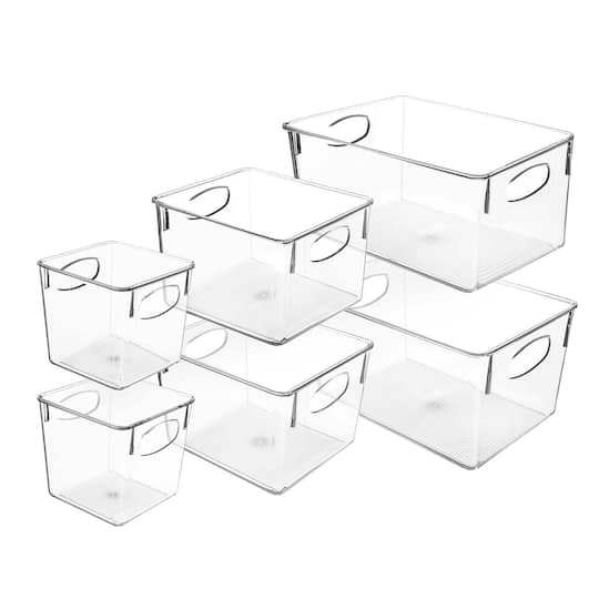 Sorbus Small, Medium & Large Clear 6 Bin Set